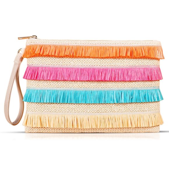 Clutch Purses, Straw Beach Bag, Bohemian Handmade Woven Envelope O_O - Picture 1 of 6